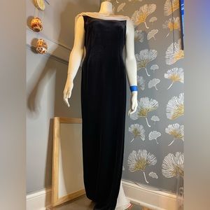 Nightway Dress Women Size 10 Boat Shawl Black Velvet  Formal Occasion PartyMaxi